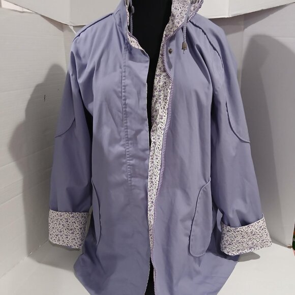 Blair women's lightweight zip/snap jacket front pockets coat size L. - Picture 6 of 16